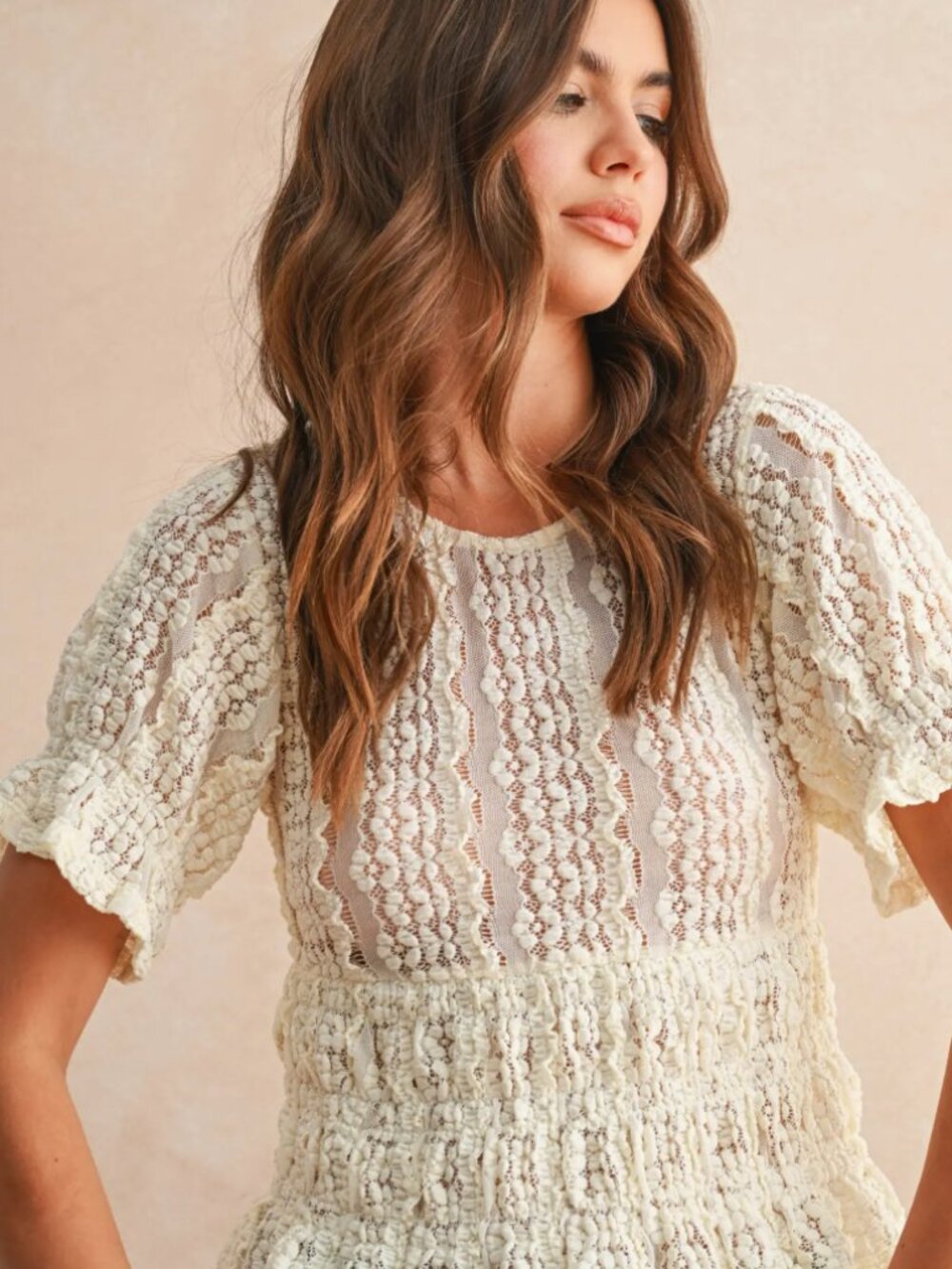 Short Sleeve Lace Victorian-Inspired Top